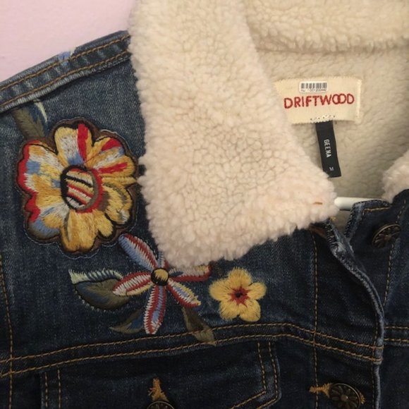 Driftwood Geena Denim Jacket Sherpa Collar EUC - Picture 4 of 9